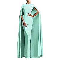 Women's Mermaid Long Formal Gown Prom Evening Dresses with Cape