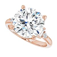 Moissanite Engagement Ring, Round Cut 4CT, Sterling Silver Solitaire, Bridal Wedding Ring