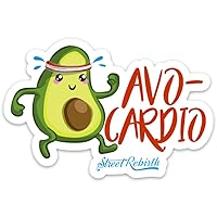 Avocado Cardio Sticker - 4 Inch WaterProof Vinyl - Exercise Work Out, Vinyl Stickers, Laptop Decal, Cute Sticker, Small Gift Idea, Water Bottle, Funny Pun Sticker, Loose Weight