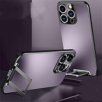 Magnetic Metal Lens Stand Matte Phone Case for iPhone 14 13 Pro Max for Wireless Magnet Charging Back Cover Cases,Purple,for iPhone 13