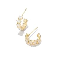 Kendra Scott Cailin 14k Gold-Plated Brass Crystal Huggie Earrings in Champagne Opal Crystal, Fashion Jewelry For Women