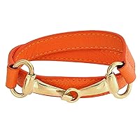 Bling Jewelry Fashion Red White Orange Black Brown Genuine Leather Equestrian Snaffle Horse Bit Layer Stacking Style Double Wrap Bracelet For Women Teen Silver Gold Tone Stainless Steel