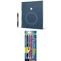 Rocketbook Wave Smart Notebook and Pilot FriXion Clicker Retractable Erasable Gel Pens, Fine Point, Black/Blue/Red Inks, 3-Pack (31467) Bundle