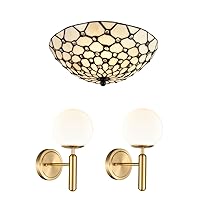DIRYZON 2-Pack Wall Sconces and 1-Pack Tiffany Ceiling Light Bundle