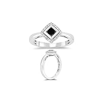 1/2 (0.46-0.55) Cts Black & White Diamond Ring in 10K White Gold