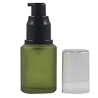 1PCS 60Ml 2Oz Frosted Glass Cosmetic Pump Bottle With Black Pump Head And Anti-Dust Cap Essential Oil Emulsion Travel Jars Lotion Containers Sold Empty for Domestic Use(Green)