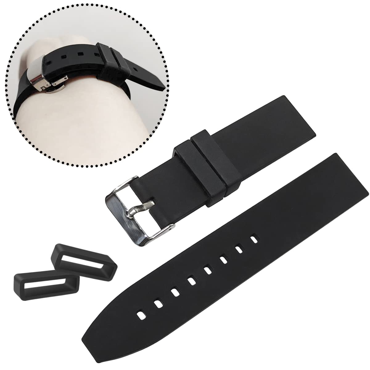 6 Pcs Watch Band Loop Holder Keeper for Resin Belt, Replacement Fastener Rings for Silicone Leather Rubber Watch Strap, Durable Fastener Retainer Size(16mm)