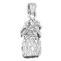 14K White Gold 3D Pineapple Pendant