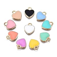 DanLingJewelry 100pcs Random Color Alloy Enamel Heart Charms Peach Heart Charms Enamel Dangle Pendants for Valentine's Day Jewelry Making
