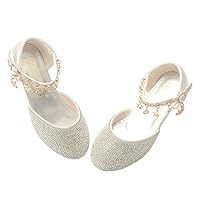 Girl's Glitter Ballerina Mary Jane Low Heel Wedding Bridesmaids Party School Princess Flower Dress Shoes for Kid Toddler