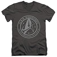 Star Trek Slim Fit V-Neck T-Shirt Discovery Crest Charcoal Tee