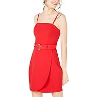 Speechless Womens Juniors Belted Faux Wrap Party Dress Red 9
