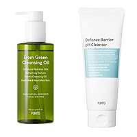 PURITO From Green Cleansing Oil (200ml/6.76 fl.oz) + Defence Barrier Ph Cleanser (150ml/5.1 fl.oz) K-Beauty Cruelty-free & Vegan, Nature-derived Oils, Pore Cleansing, Refreshening Low pH 5.5