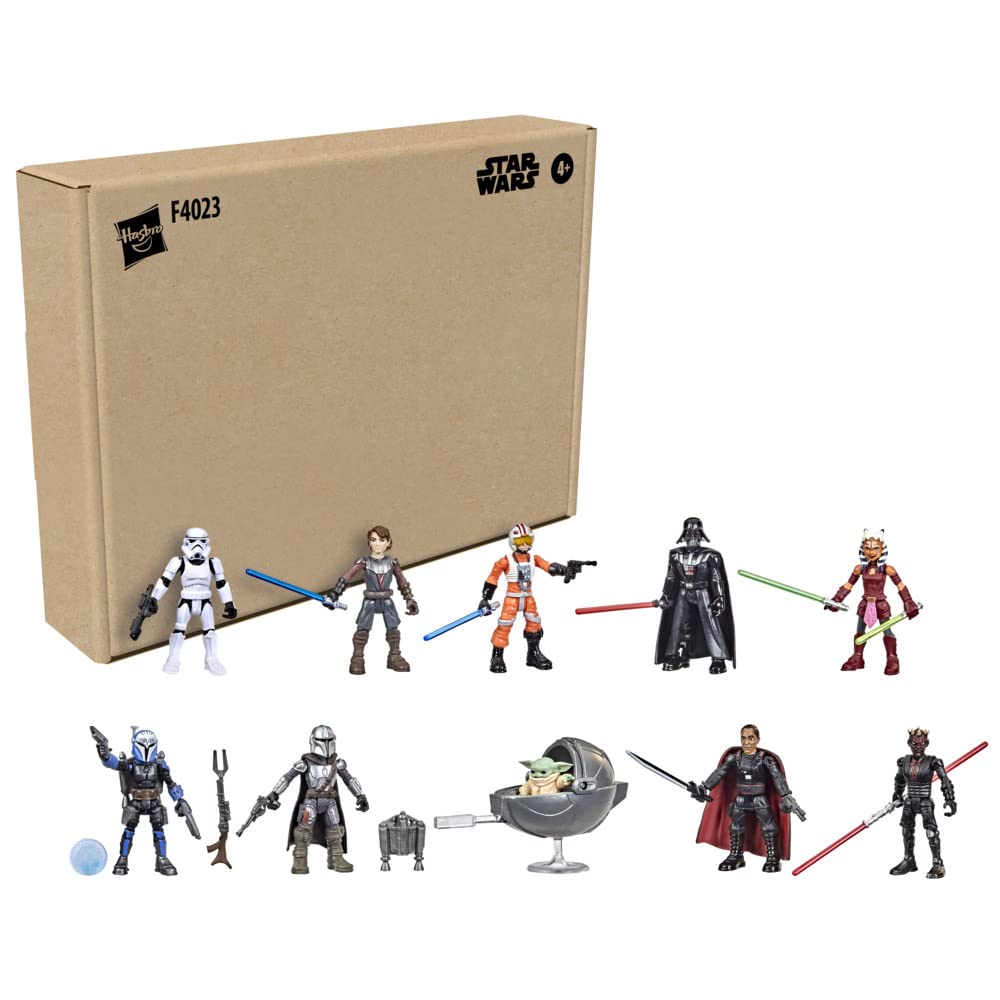 STAR WARS Toys Mission Fleet 2.5-Inch-Scale Action Figure 10-Pack, 19 Accessories, with Darth Vader, Luke Skywalker and Grogu, Ages 4 and Up (Amazon Exclusive)