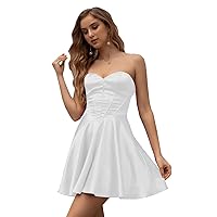 Women's Simple Homecoming Dresses Sweetheart Satin Short Cocktail Party Gowns