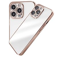 [Amazon Exclusive] Digital Archimist iPhone 13Pro Clear Case Camera Lens Surroundings Protection Shockproof Drop Prevention with Strap Hole Metallic Bumper Pink Gold