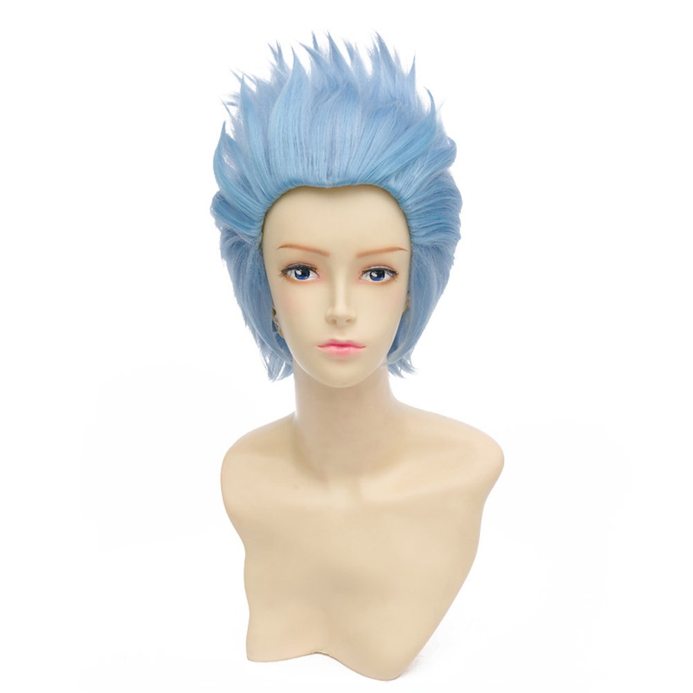 HH Building Cosplay Wig Short Spiky Anime Show Party Costume Hair Wig (Sky Blue) 12 Inch
