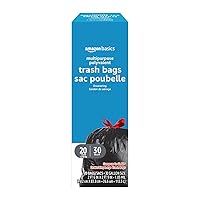 Amazon Basics Multipurpose Drawstring Trash Bags, 30 Gallon, 20 Count, Pack of 1