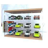 Wall Mounted Toy Figure Storage Box, Wooden Stackable Wall Car Storage Box - Great for Toy Figures, Suitable for Lego Super Racer Toy Car Storage (Speed Racer Display Cabinet, 3 Tiers, 12 Units)
