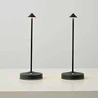 2 PACK Cordless Lamps,Battery Rechargeable Table Lamp,Portable Lamps,2 Level Brightness Dimmable Night Light,Minimalist Design, Cordless Table Lamps for Living Room/Restaurant/Couple Dinner(Black)