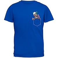 Faux Pocket Halloween Horror Scary Clown Royal Adult T-Shirt - X-Large