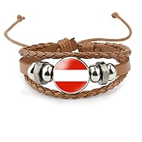 Austria Flag Braided Bracelet - Vintage Map Elastic Time Stone Handmade Bracelets Women'S,Creative Austria Handmade Novelty Paracord Jewelry For Men Women Couple Gift