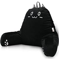 Reading Back Bed Rest Pillow with Cat Design for Sitting, Shredded Memory Foam with Arms, Suitable for Reading,Relaxing,Watching TV,Gaming, For Adult and Children