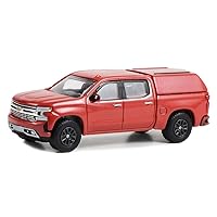 Greenlight 68020-C Showroom Floor Series 2-2022 Chevy Silverado LTD High Country with Camper Shell - Cherry Red Tintcoat 1/64 Scale