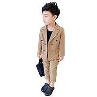 Boys' 2-Piece Suit Double Breasted Buttons Jacket Pants Tuxeds Outfits Casual Daily Homecoming