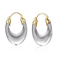 Acrylic Hoop Earrings Geometric Resin Minimalist Statement Chunky Hoops for Women