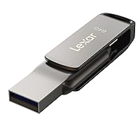 64GB JumpDrive Dual Drive D400 USB 3.1 Type-C and Type-A Flash Drive for Storage Expansion and Backup, Up to 130MB/s Read, Metal Housing & Swivel Design, Titanium (LJDD400064G-BNQNU)