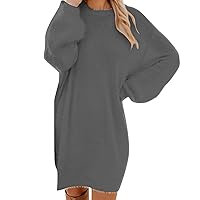 Womens Sweater Dresses Winter Fashion Knit Crewneck Warm Dress Long Sleeve Casual Sweatshirts Dress