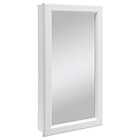 545111-WHT Wyndham Medicine 16-Inch Durable Assembled Frame Bathroom Wall Cabinet with Mirrored Door, 4.75