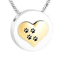 weikui Stainless Steel Cremation Jewelry for Ashes Heart Urn Necklace for Pet Ashes Memorial Lockets for Cat Dog Memory Pendant