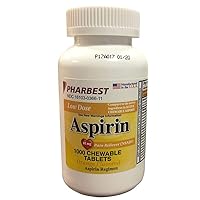 Aspirin 81mg Chewable Orange Tablets 1000 Count Per Bottle