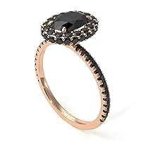 Choose Your Gemstone 18K Rose Gold Plated Halo Design Ring Oval Cut Wedding Engagement Handmade Fashion Jewelry for Women Girls Available in Size 4 to 13