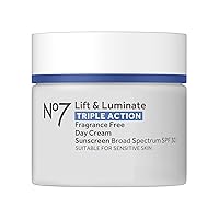 No7 Lift & Luminate Triple Action Day Cream SPF 30 - Broad Spectrum Anti Aging Face Cream - Hydrating Hibiscus Peptides & Hyaluronic Acid + Brightening Emblica & Vitamin C (50ml)