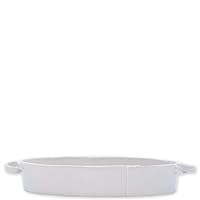 Vietri Lastra Light Gray Handled Oval Baker, Stoneware Oven Baking Dish/Serving Pan, Bakeware