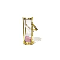 Sand Clock Sand Glass Hourglass for Decoration Kitchen Cooking or Teaching Timer Rotating Metal Bronze 5 MIN in Pink, 5.5