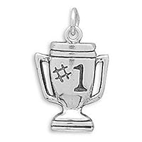 925 Sterling Silver Sport game Number 1 Trophy Charm Pendant Necklace Measures 16x12mm Jewelry for Women