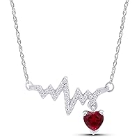wishrocks 14K White Gold Over Sterling Silver Heartbeat Pendant Necklace