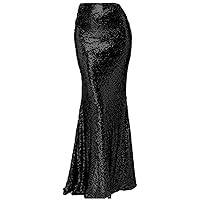Lindo Noiva Glitter Gradient Skirts for Women Sparkly Mermaid Skirts Prom Long Length Maxi High Waist LN327