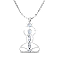 MOONEYE 2.40 Cts Moonstone Gemstone Yoga Pendant 925 Sterling Silver Seven Chakra Meditation Pendant Necklace Jewelry