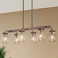 LOG BARN Farmhouse Chandeliers for Dining Room, 6-Light Rustic Dining Room Kitchen Chandelier Over Table, 27.5