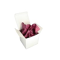 White Favor Box 4x4x4 with Burgundy Color Tissue Paper Sheet #RP129 (100)