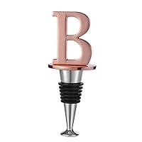 Wine Stoppers for Wine Bottles Toppers, Monogramm Cute Wine Accessories Gifts for Family Friends Women or Engagement Decorative, First Name Initial Letter B, Rose Gold