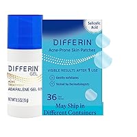 Acne Treatment Gel and Differin Patch Set: 36 Differin Power Patches, 18 large and 18 small pimple patches for acne-prone skin and Differin A30 day retinoid treatment with 0.1% adapalene pump