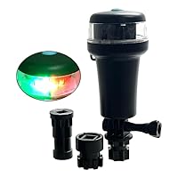 Pactrade Marine Black Housing Navigation Light Multiple Adapters Adjustable LED 3 AA Battery Operated (Green and Red with Adapters)