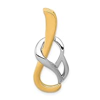 14ct Two Tone Solid Polished Hidden bail Gold Fits 4mm Regular 6mm Reversible Omega Slide Jewelry for Women