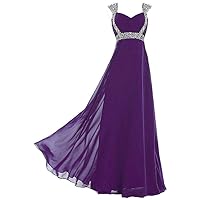 Women's Long Chiffon A-line Beading Bridesmaid Dress Prom Formal Gown